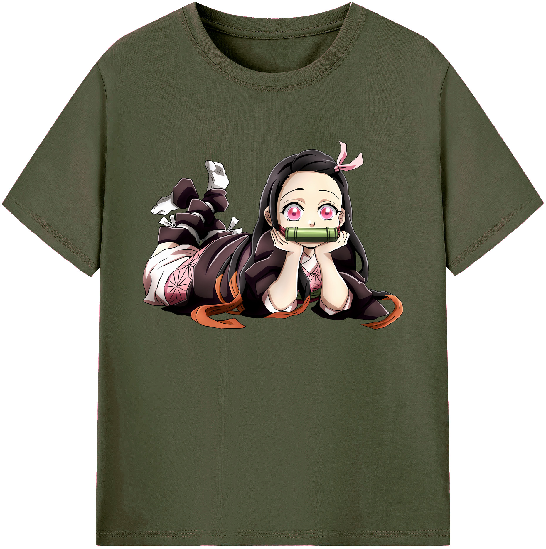 （画像用） 鬼滅の刃（きめつのやいば）竈門 禰󠄀豆子／かまど ねずこ Kamado Nezuko 綿100％ メンズ半袖Tシャツ｜肌触りやわらか＆通気性